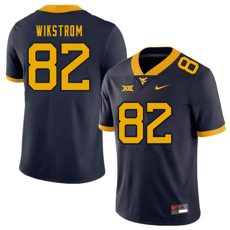 Men #82 Victor Wikstrom West Virginia Mountaineers College Football Jerseys Sale-Navy - Click Image to Close